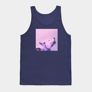 Pink Wolf howling Tank Top